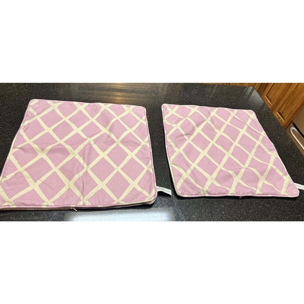 Serena & Lily Pillow Cover Square, Pink & Ivory Diamond, Set Of 2,